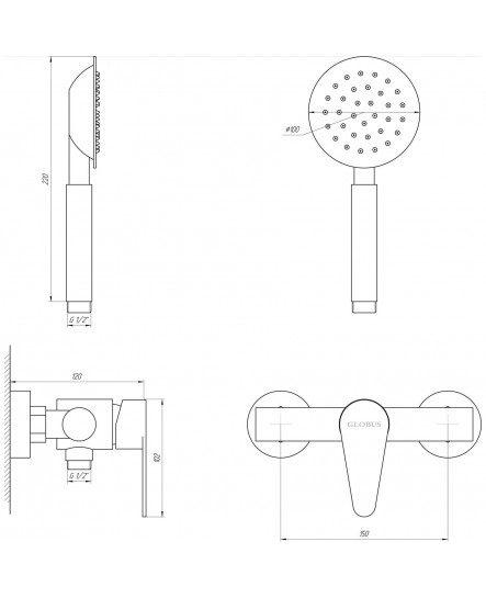 Змішувач для душу Globus Lux MAIN SM-105