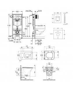 Набір інсталяція 4 в 1 Grohe Rapid SL 38772001 + унітаз з сидінням Qtap Presto QT24332615EW