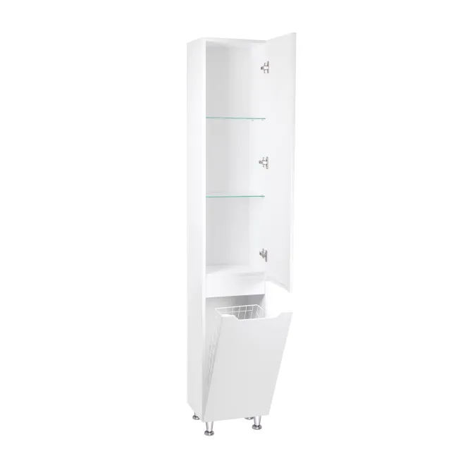 Пенал підлоговий Qtap Scorpio 350х1900х300 White з кошиком для білизни QT1475PN1901KRW