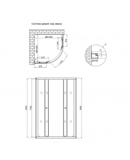 Душова кабіна Lidz Latwa SC90x90.SAT.LOW.GR, скло тоноване 4 мм без піддона