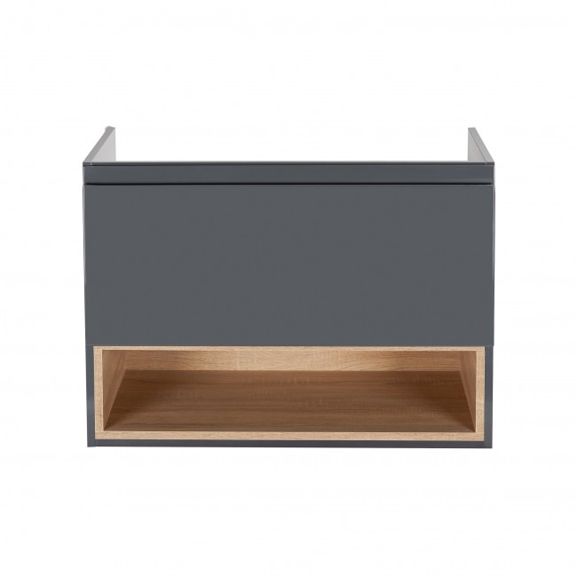 Тумба підвісна Qtap Robin 700х580х437 Graphite/Whitish oak QT1374TPВ7002GWO