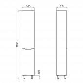 Пенал напольный Qtap Scorpio 350х1900х300 White QT1475PN1901RW