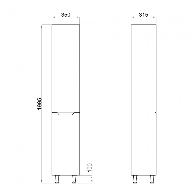 Пенал напольный Qtap Scorpio 350х1900х300 White QT1475PN1901RW