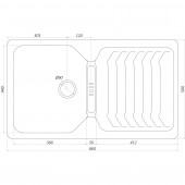 Гранитная мойка Globus Lux BOREN графит 860х500мм-А0001