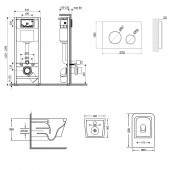 Набор Qtap инсталляция 4 в 1 с панелью смыва Nest (QT0133M425 + QT0111M11V1114W) + унитаз с сиденьем Crow QT05335170W