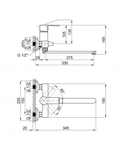 Смеситель для ванны Qtap Vitkov 3219104GC