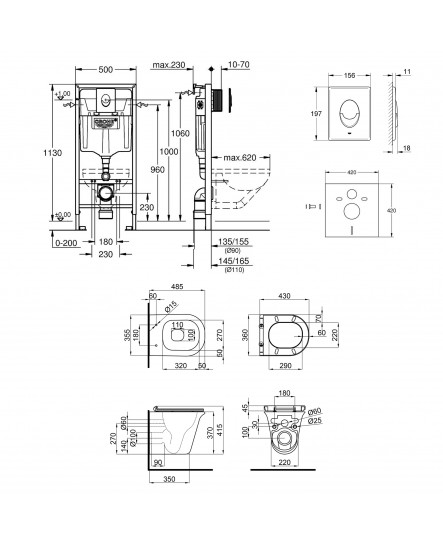 Набор инсталляция 4 в 1 Grohe Rapid SL 38722001 + унитаз с сиденьем Qtap QtapVirgo QT1833051ERW