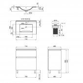 Комплект Qtap Albatross 710х825х460 White тумба напольная + раковина врезная QT0171TN700D3070CW