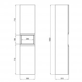 Пенал подвесной Qtap Robin 350х1650х316 White/Whitish oak QT1376PN1651LWWO