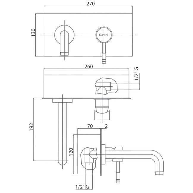 Смеситель для раковины скрытого монтажа Bianchi Mody LVBMDY2027CRM 2