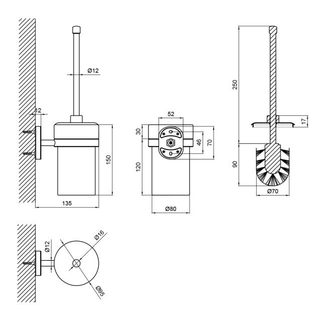 Йоржик для унітаза Lidz (WHI) 114.05.02 2