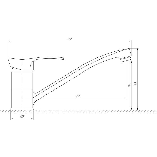 Смеситель для кухни CRISTAL Favorit GFF-103-SATIN латунь Литое Излив, Матовый 2