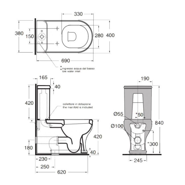 Бачок для унітаза Azzurra Charme CHA400B1C 2