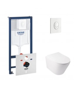 Набор инсталляция 4 в 1 Grohe Rapid SL 38722001 + унитаз с сиденьем Qtap Swan QT16335178W