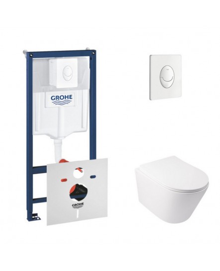 Набор инсталляция 4 в 1 Grohe Rapid SL 38722001 + унитаз с сиденьем Qtap Swan QT16335178W