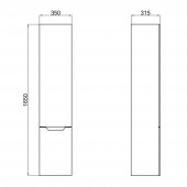 Пенал подвесной Qtap Scorpio 350х1650х300 Graphite QT1476PP1652RG