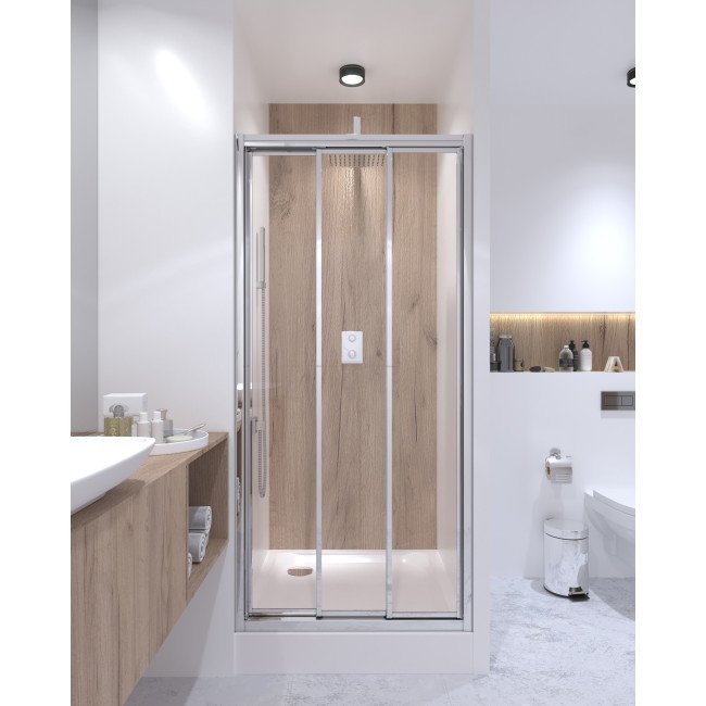 Душевая дверь в нишу Qtap Unifold CRM208.C4 78-81x185 см, стекло Clear 4 мм, покрытие CalcLess