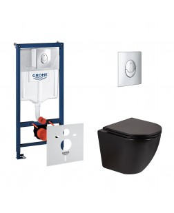 Набор инсталляция 4 в 1 Grohe Rapid SL 38721001 + унитаз с сиденьем Qtap Robin QT13332141ERMB