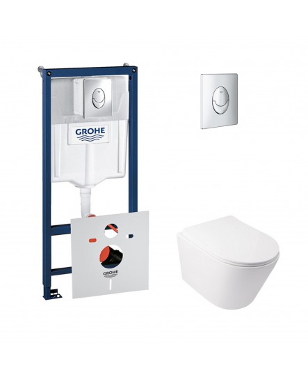 Набор инсталляция 4 в 1 Grohe Rapid SL 38721001 + унитаз с сиденьем Qtap Swan QT16335178W