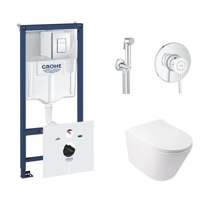 Комплект инсталляция Grohe Rapid SL 38827000 + унитаз с сиденьем Qtap Swan QT16335178W + набор для гигиенического душа со смесителем Grohe BauClassic 2904800S Комплект инсталляция Grohe Rapid SL 38827000 + унитаз с сиденьем Qtap Swan QT16335178W + набор для гигиенического душа со смесителем Grohe BauClassic 2904800S