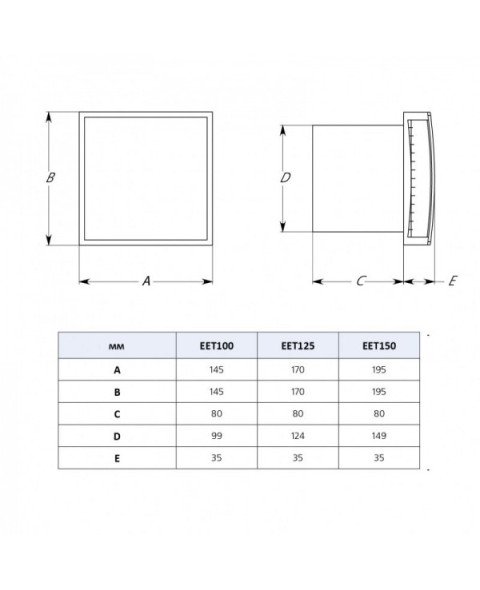 Вытяжной вентилятор Europlast E-extra EET100 настенный, потолочный 2