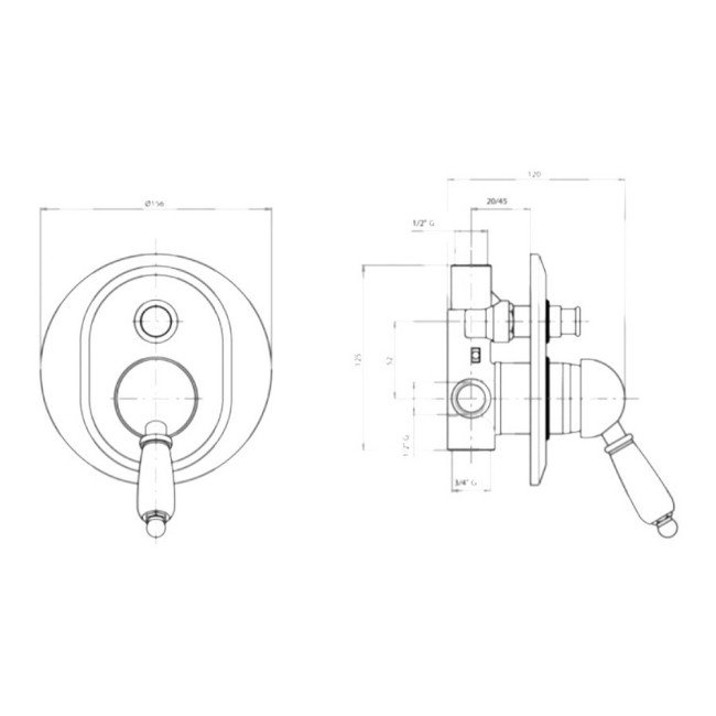 Змішувач прихованого монтажу для душу Bianchi Elite INDELT2010011CRM для двох споживачів 2