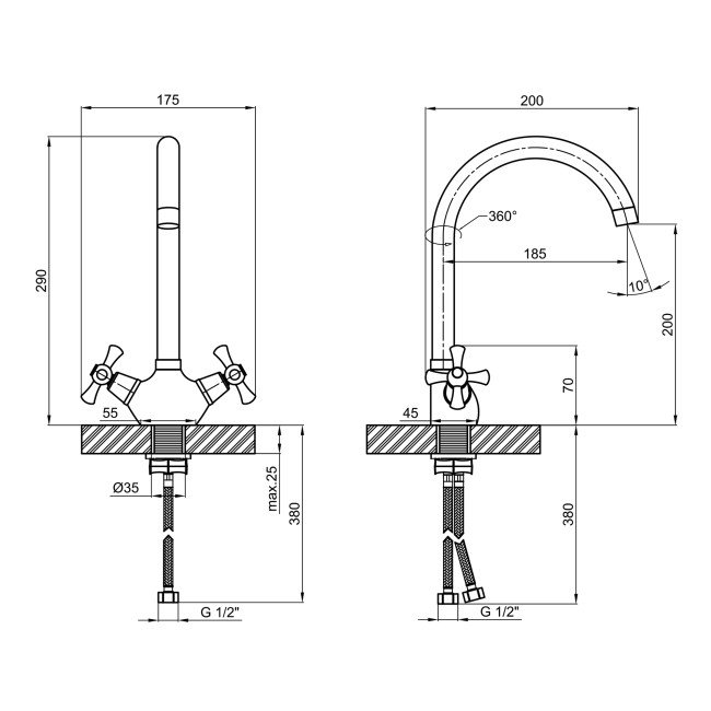 Смеситель для кухни Lidz (CRM) 75 21 271F-8 2
