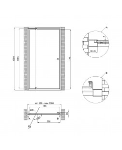 Душові двері в нішу Qtap Pisces WHI209-1.CP5 90-100x185 см, скло Pattern 5 мм