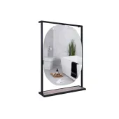 Дзеркало Qtap Taurus 600х850х1400 Black/Whitish oak з LED-підсвічуванням