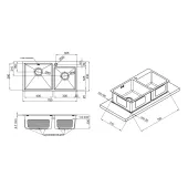 Кухонна мийка з двома чашами Qtap S7843BL 2.7/1.0 мм Black (QTS7843BRPVD10)