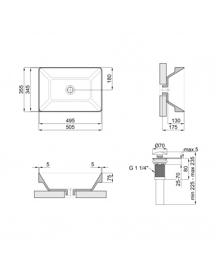 Раковина Qtap Crow 500x350x180 White з донним клапаном QT0511L582W