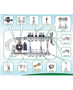 Колектор з регуляторами та кріпленням ECO 001С 1"x8