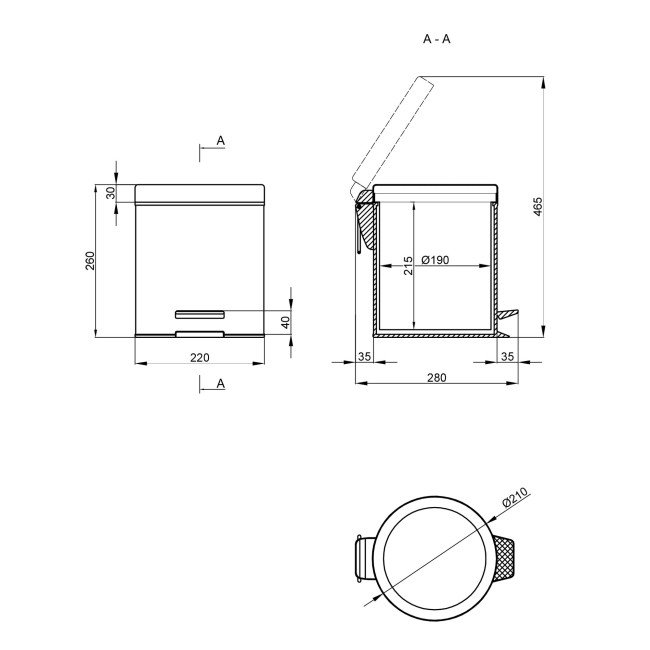 Ведро для мусора Lidz (CRM) 121.01.05 5 л 2