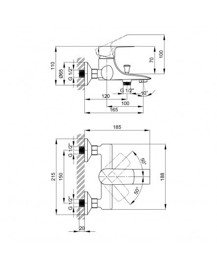 Змішувач для ванни Qtap Svitava 3011107DC