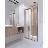 Душевая дверь в нишу Qtap Unifold CRM208.C4 78-81x185 см, стекло Clear 4 мм, покрытие CalcLess