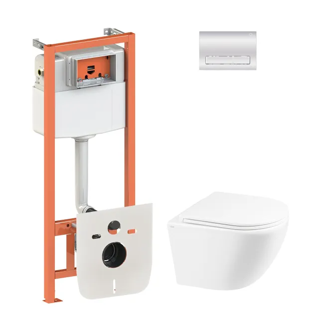 Набор Qtap инсталляция 4 в 1 с панелью смыва Nest (QT0133M425 + QT0111M08381CRM) + унитаз с сиденьем Robin QT1333046ERW Набор Qtap инсталляция 4 в 1 с панелью смыва Nest (QT0133M425 + QT0111M08381CRM) + унитаз с сиденьем Robin QT1333046ERW
