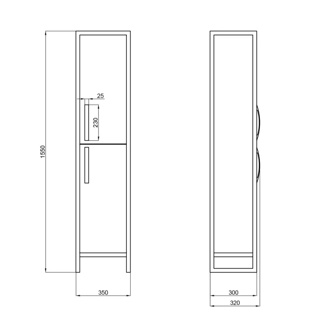 Пенал підлоговий Qtap Taurus 350х1750х300 Whitish oak QT2475PN175RWO