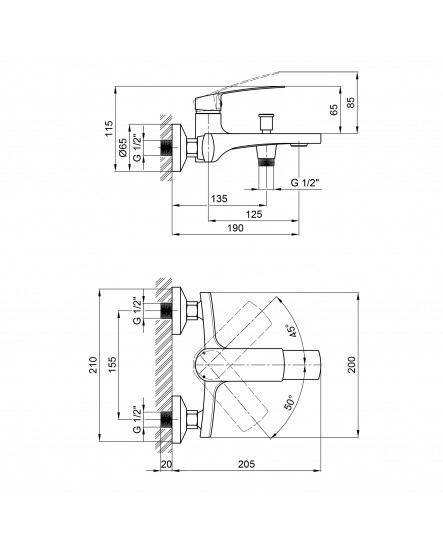 Змішувач для ванни Qtap Kralovice 3029103DC