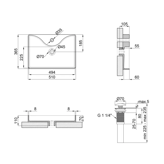 Раковина-чаша Qtap Crow 515х370х120 White с донным клапаном QT0511A064W 2 Раковина-чаша Qtap Crow 515х370х120 White с донным клапаном QT0511A064W 2
