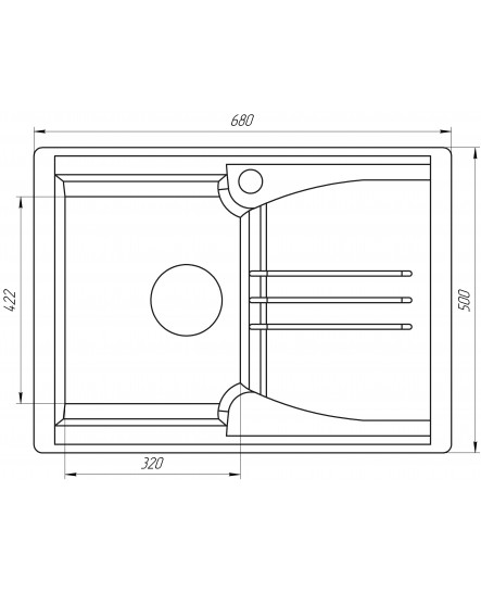 Гранітна мийка Globus Lux BALATON піщаний 680х500мм-А0004