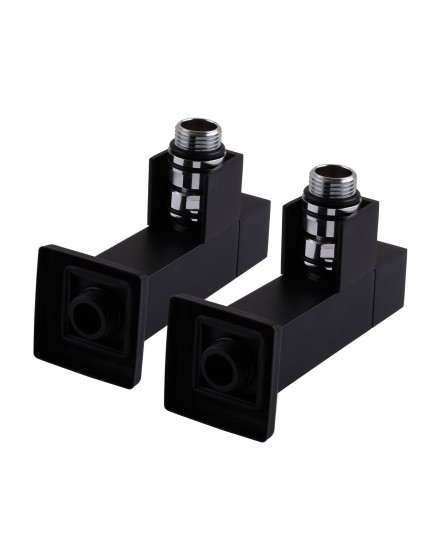 Набор Угловой кран полуоборотный с американкой SOLOMON LUX 1/2" CUBE BLACK 8888 (2шт.)