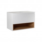 Тумба підвісна Qtap Robin 700х476х437 White/Whitish oak зі стільницею QT1379TPН7001WWO