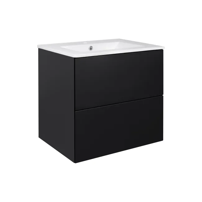Комплект Qtap Tern 600х580х437 Matt black тумба підвісна + раковина урізна QT1772TPL6023060CMB Комплект Qtap Tern 600х580х437 Matt black тумба підвісна + раковина урізна QT1772TPL6023060CMB