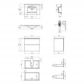 Комплект Qtap Tern 700х580х437 Matt black тумба подвесная + раковина врезная QT1772TPL7023070CMB