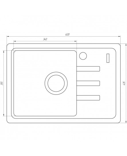 Гранітна мийка Globus Lux MONO мокко 620х435мм