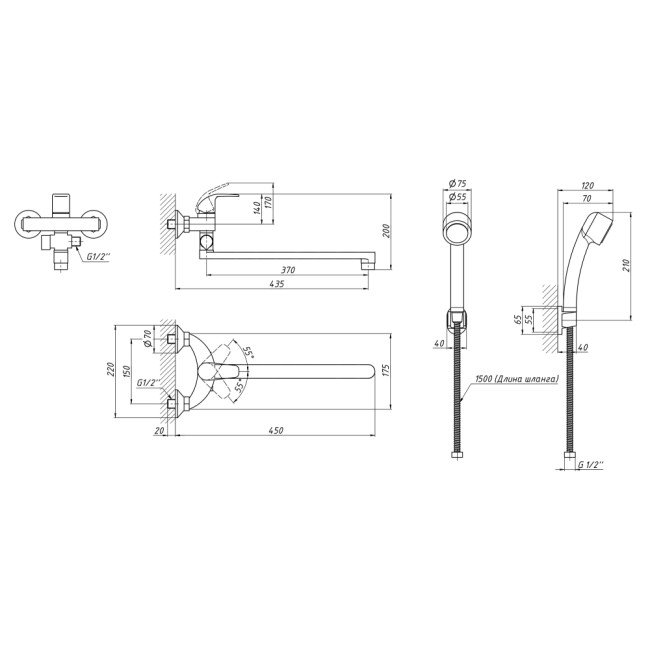 Змішувач для ванни Lidz (CRM) Mars 81 005 00 Euro 2