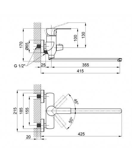 Смеситель для ванны Qtap Ustek 3216107GCW