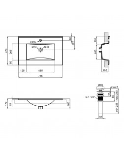 Раковина Qtap Albatross New 710x465x180 White с донным клапаном QT0111750670W