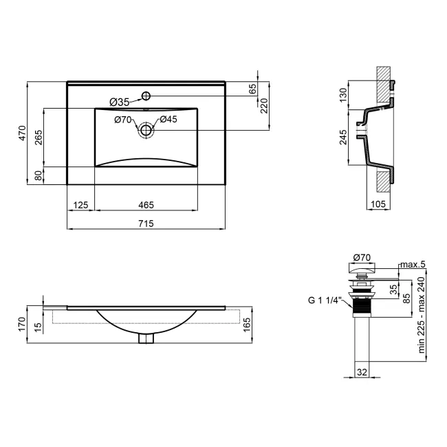 Раковина Qtap Albatross New 710x465x180 White с донным клапаном QT0111750670W 2 Раковина Qtap Albatross New 710x465x180 White с донным клапаном QT0111750670W 2