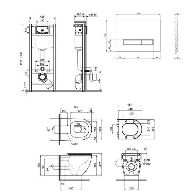 Набір Qtap інсталяція 4 в 1 з панеллю змиву Nest (QT0133M425 + QT0111V1107GB) + унітаз з сидінням Robin QT13332141ERMB 2